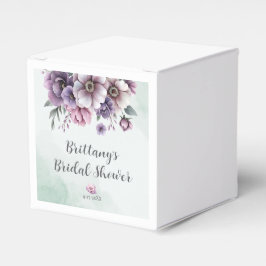 Caja Para Regalos Lavanda con ducha de novia y flor verde