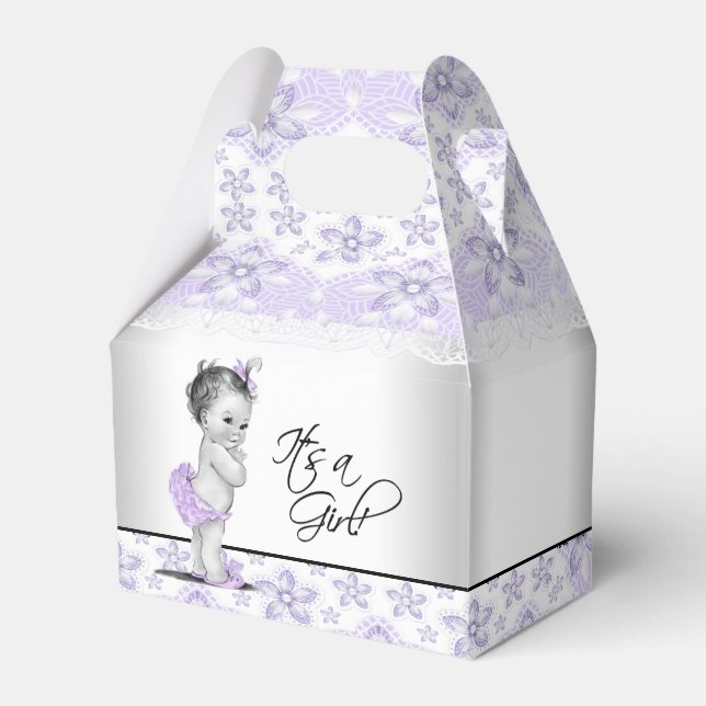Caja Para Regalos Lavanda morada y Baby Shower gris (Front Side)