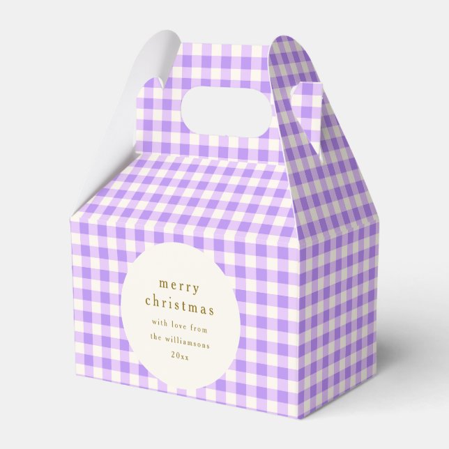 Caja Para Regalos Lavanda y Gingham Blanco Navidad Personalizada (Front Side)