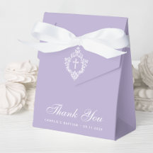 Lavender Baptism White Cross Crest Elegant Purple