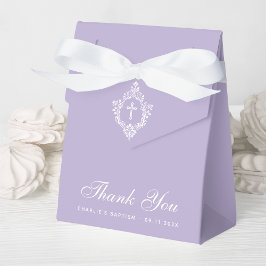 Caja Para Regalos Lavender Baptism White Cross Crest Elegant Purple