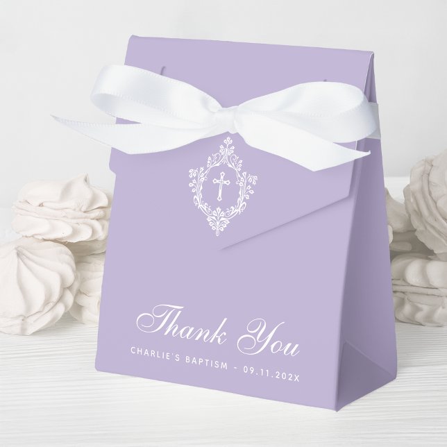 Caja Para Regalos Lavender Baptism White Cross Crest Elegant Purple (Subido por el creador)