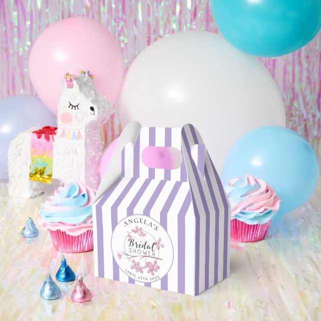Caja Para Regalos Lavender Parisian Stripes Bridal Shower  (Fiesta)