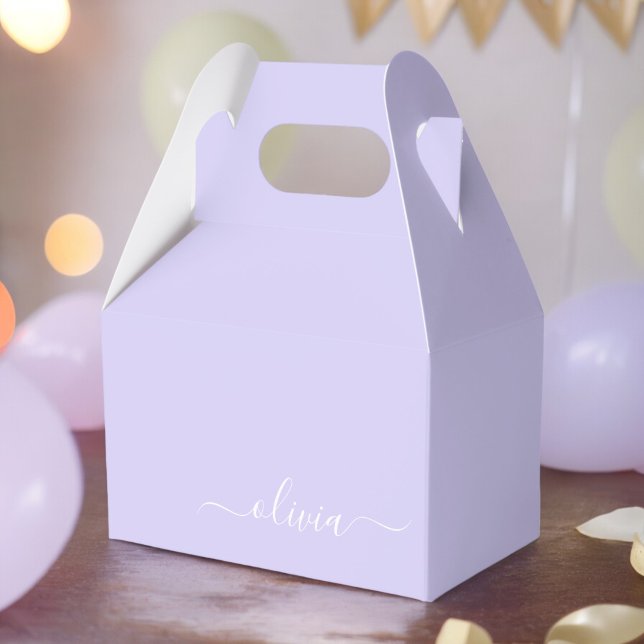 Caja Para Regalos Lavender Purple Modern Script Girly Monograma Nomb (Subido por el creador)