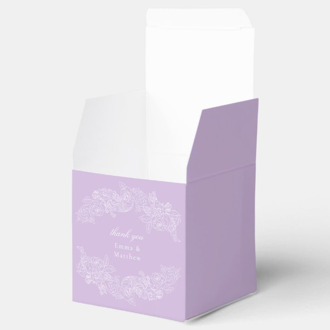 Caja Para Regalos Lavender Victorian Monogram Crest Wedding (Abierto)