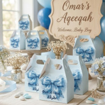 lazo azul musulmán niño aqiqah
