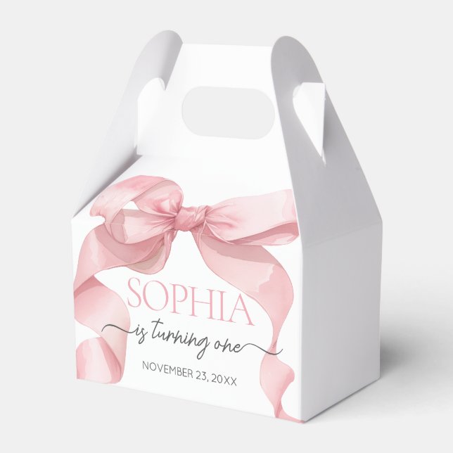Caja Para Regalos Lazo Coqueto Rosa Fiesta de Cumpleaños  (Front Side)