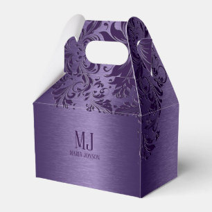 Caja Para Regalos Lazo púrpura de aluminio cepillado metálico