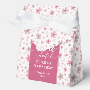 CAJA PARA REGALOS LAZO ROSA Y FLORES DE CALABAZA DE OTOÑO CUMPLEAÑOS