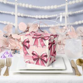 Caja Para Regalos Lazos de cuadros de Navidad rosados  