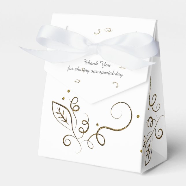Caja Para Regalos Leaf Swirl Boda Tent Style Favor Box (Front Side)