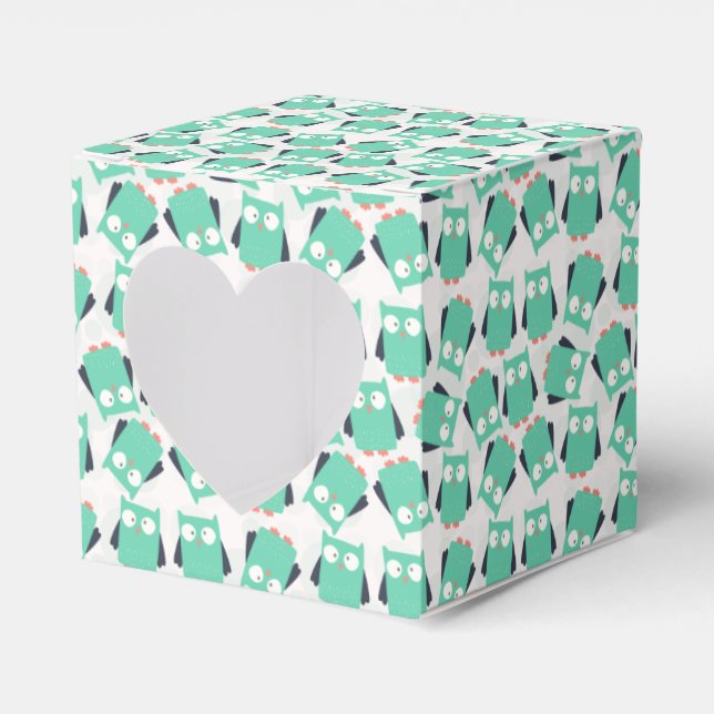Caja Para Regalos Lechuzas singulares verde azuladas (Anverso)