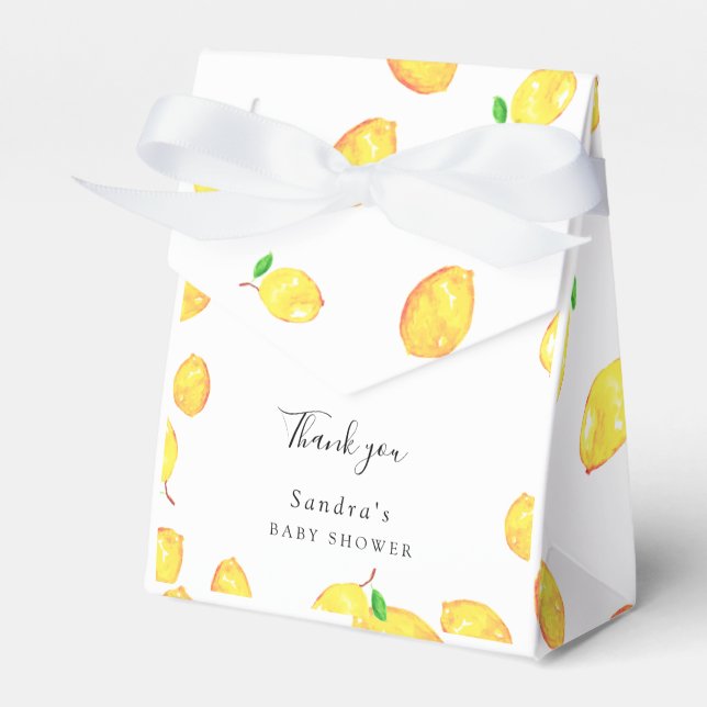 Caja Para Regalos Lemon Baby Shower Elegant Gracias Marco Script (Front Side)