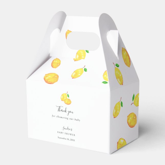 Caja Para Regalos Lemon Baby Shower Elegant Gracias Script Citrus (Front Side)