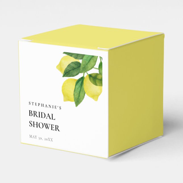 Caja Para Regalos Lemon Citrus Branch Greenery Bridal Shower (Costado Anverso)