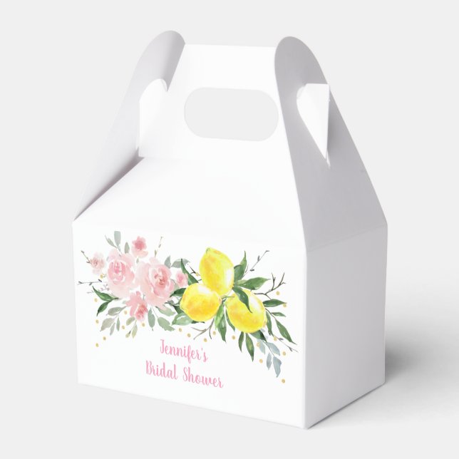 Caja Para Regalos Lemon Citrus Pink Floral Bridal Shower (Front Side)