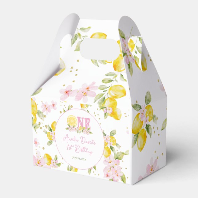 Caja Para Regalos Lemon Floral 1st Birthday (Front Side)