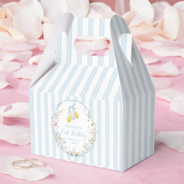 Caja Para Regalos Lemon Floral Blue Birthday Favor Box (Boda)