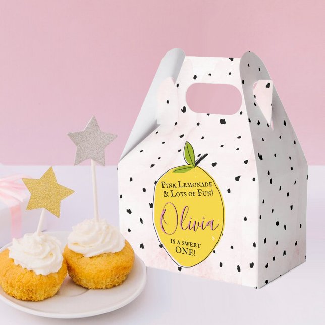 Caja Para Regalos Lemonada rosa moderna Primer cumpleaños (Subido por el creador)
