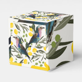 Caja Para Regalos Lemones, olivos, ilustracion de aves