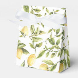 Caja Para Regalos Lemons Greenery Watercolor de agua amarillo verde