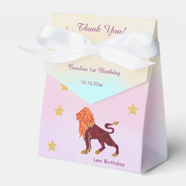 Caja Para Regalos Leo Celestial Acuarela | 1er Cumpleaños (Front Side)