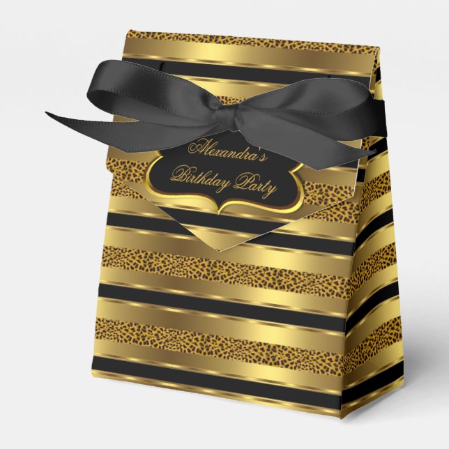 Caja Para Regalos Leopard Black Gold Party Favor Gift Box 2 (Front Side)