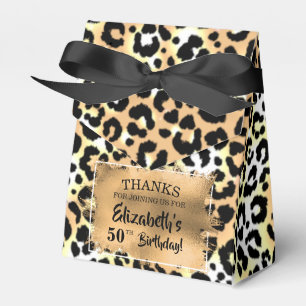 Caja Para Regalos Leopard Faux Relieve metalizado Favorito Box