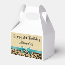 Caja Para Regalos Leopard Print Aqua Blue Bow Chicas