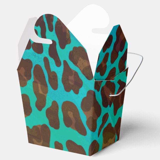 Caja Para Regalos Leopardo Brown e impresión Verde azulada (Abierto)