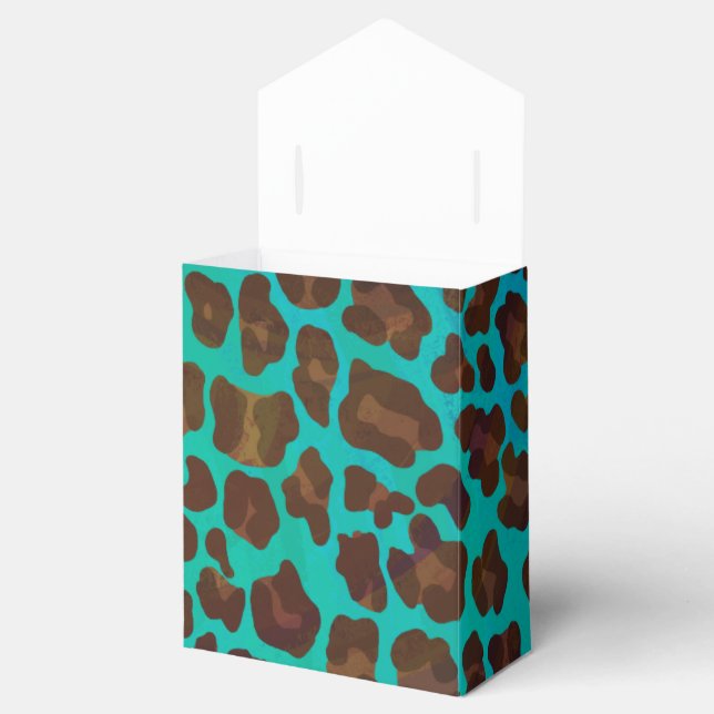 Caja Para Regalos Leopardo Brown e impresión Verde azulada (Abierto)