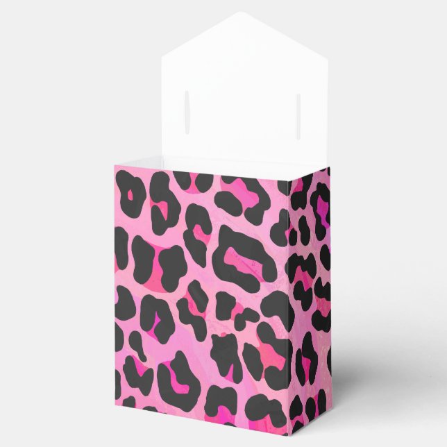 Caja Para Regalos Leopardo de impresión negro y rosa caliente (Abierto)