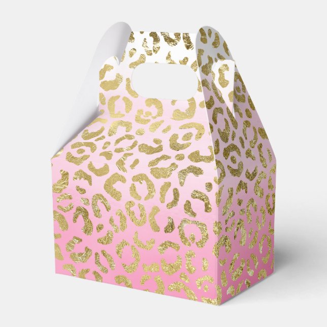 Caja Para Regalos Leopardo de oro blanco rosado (Reverso)