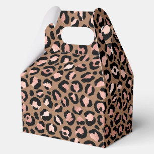 Caja Para Regalos Leopardo marrón rosado