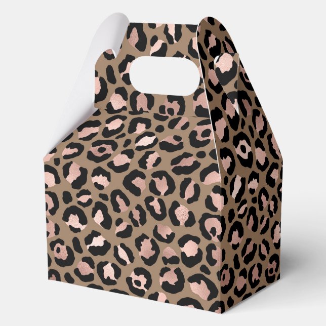 Caja Para Regalos Leopardo marrón rosado (Anverso)