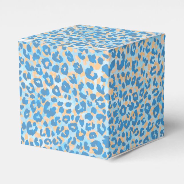 Caja Para Regalos Leopardo Pintado Azul Y naranja (Costado Anverso)