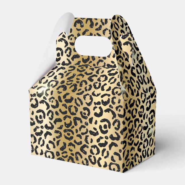 Caja Para Regalos Leopardo Purpurina negro dorado amarillo (Front Side)