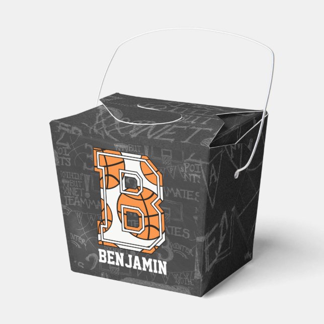 Caja Para Regalos Letra de baloncesto de pizarra personalizada B (Front Side)