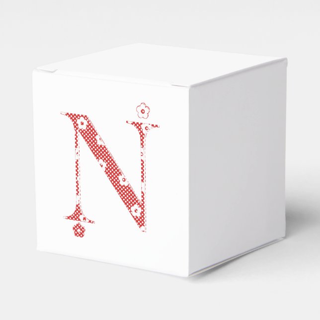 Caja Para Regalos Letra de patrón de flor N(rojo) (Costado Anverso)
