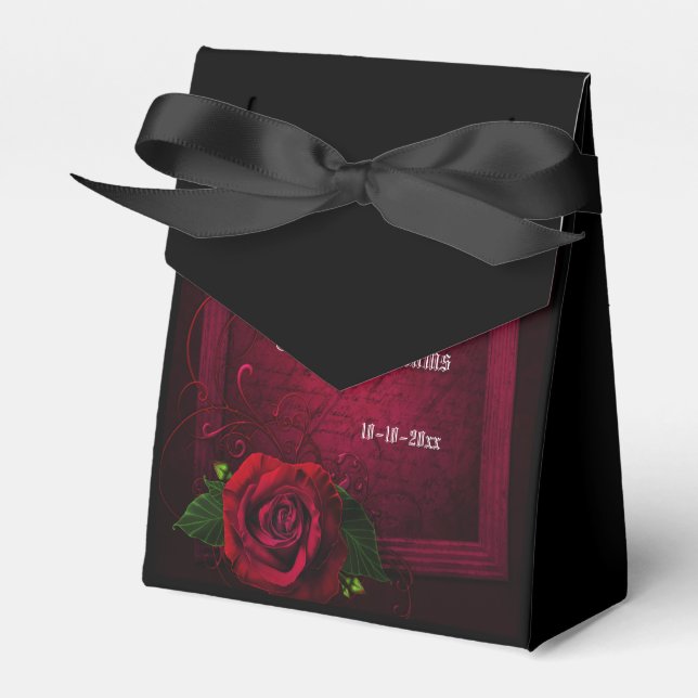Caja Para Regalos Letra gótica con marco y rosa roja (Front Side)