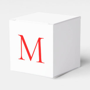 Caja Para Regalos Letra inicial blanco rojo monogramado profesional