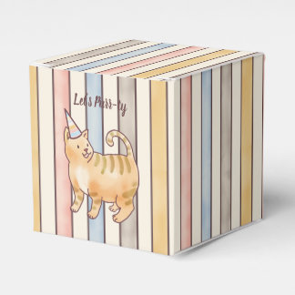 Caja Para Regalos Lets Purr-ty Cat, Pink, Yellow and Blue Stripes 