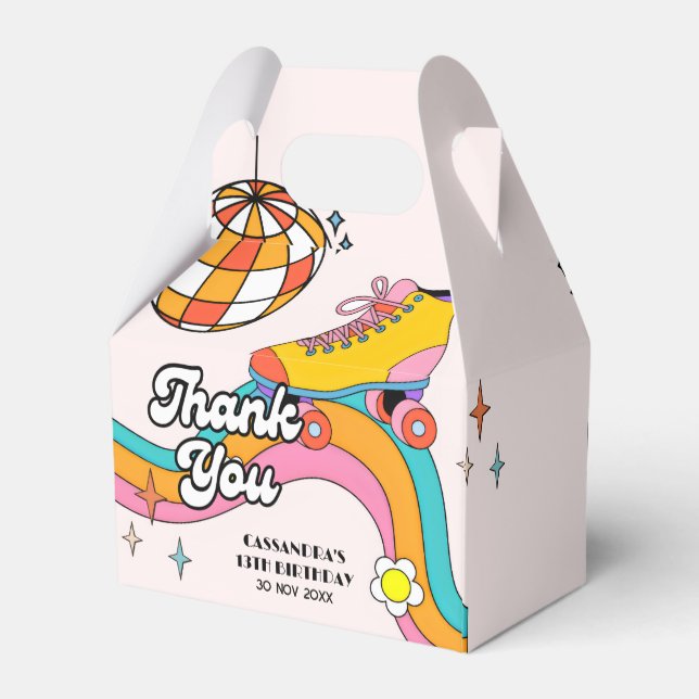 Caja Para Regalos Let's Roll Retro Roller Skating Girl Birthday  (Reverso)