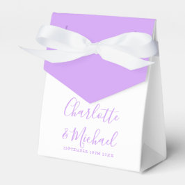 Caja Para Regalos Leyenda Lilac Lavender Firma Script Elegante Boda