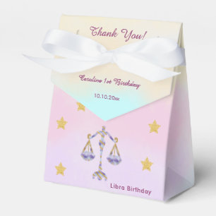 Caja Para Regalos Libra Celeste Acuarela 1er Cumpleaños