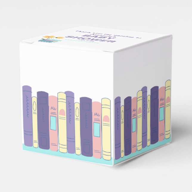 Caja Para Regalos Libro Baby Shower, Brunch y libros, género neutral (Costado Anverso)