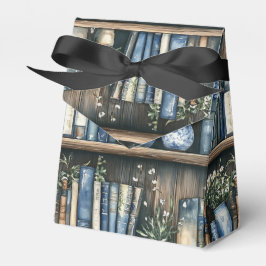 Caja Para Regalos Libros azules y flores en estantería