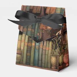 Caja Para Regalos Libros, tetera y plantas en estantes
