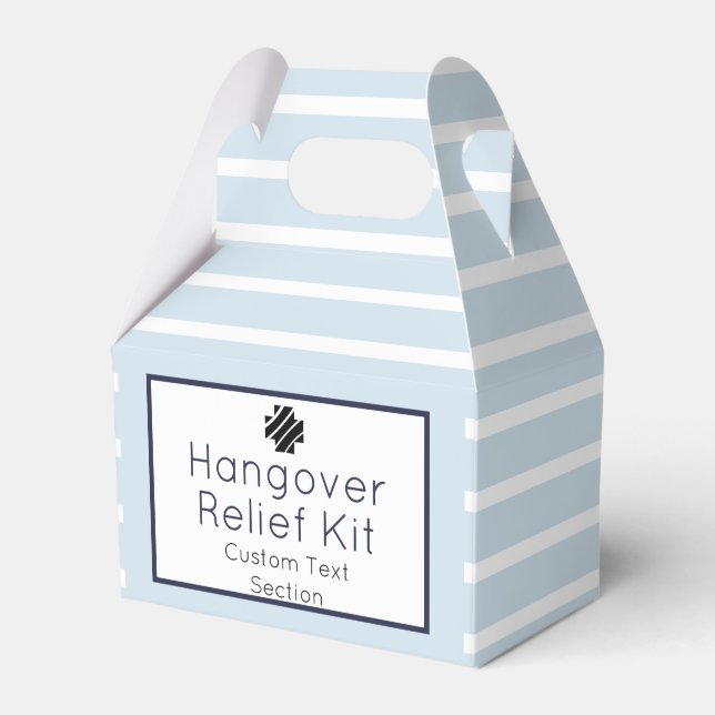 Caja Para Regalos Light Blue and White Hangover Relief Kit Favor Box (Front Side)