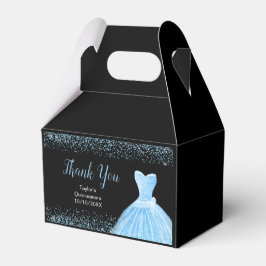 Caja Para Regalos Light Blue Dress Faux Glitter Quinceanera